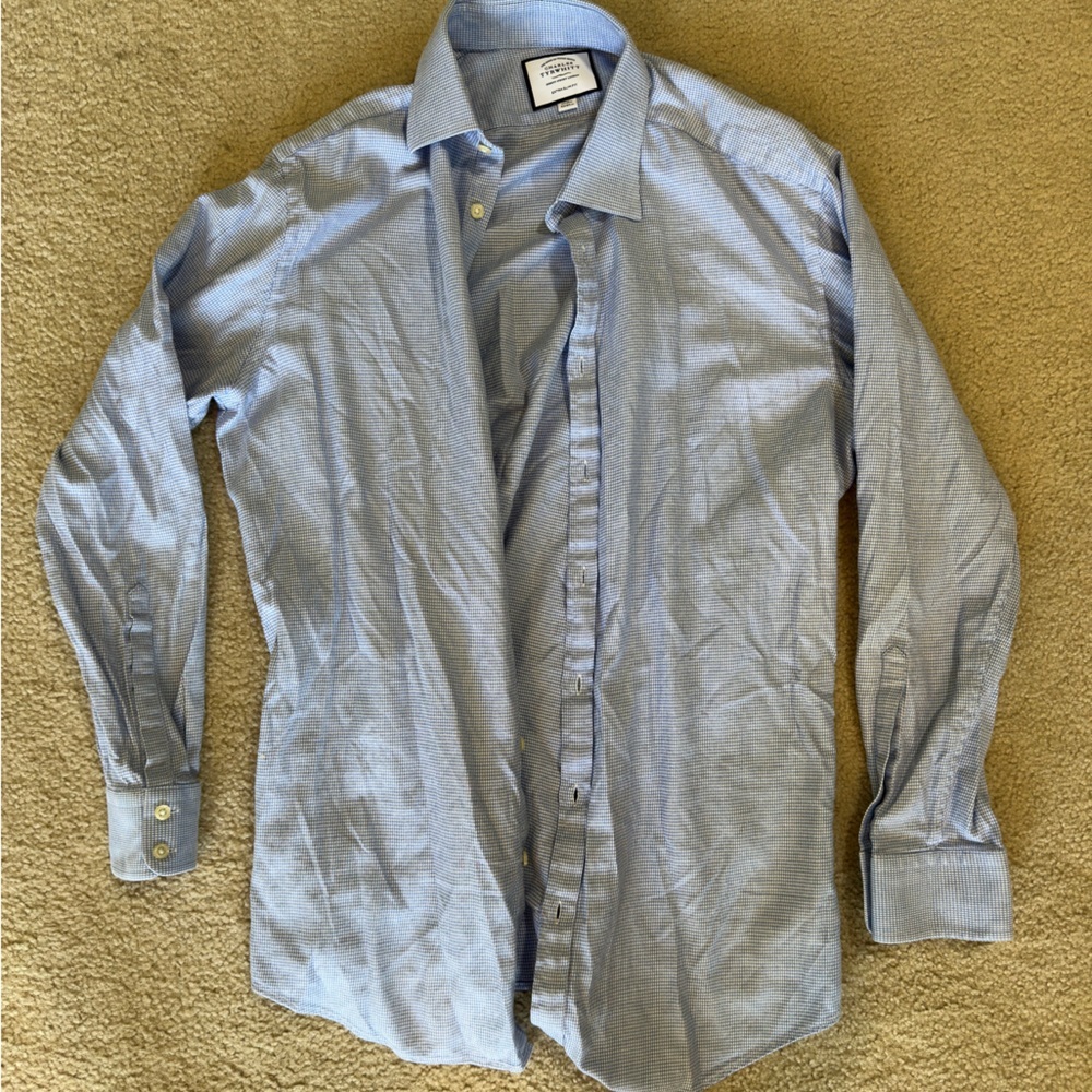 Charles Tyrwhitt Extra Slim Fit Non-Iron Blue Checkered Shirt